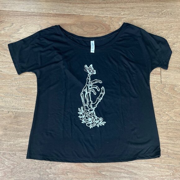 CVG Black Skeleton Butterfly Tee, Size Small - Picture 1 of 2